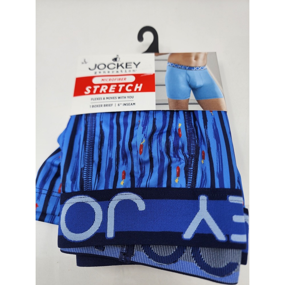 Jockey Generation Mens Microfiber Stretch Boxer Briefs Blue Polyester Size Large